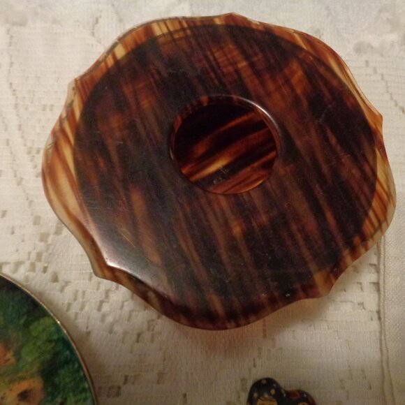 JAPAN NATURE PLATE FAUX TORTISE SHELL VANITY NAPKINS SLAVIC PIN LACE RUN LOT - Picture 8 of 16